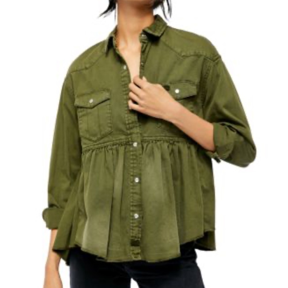 We the Free Dylan Cotton High/Low Peplum Jacket